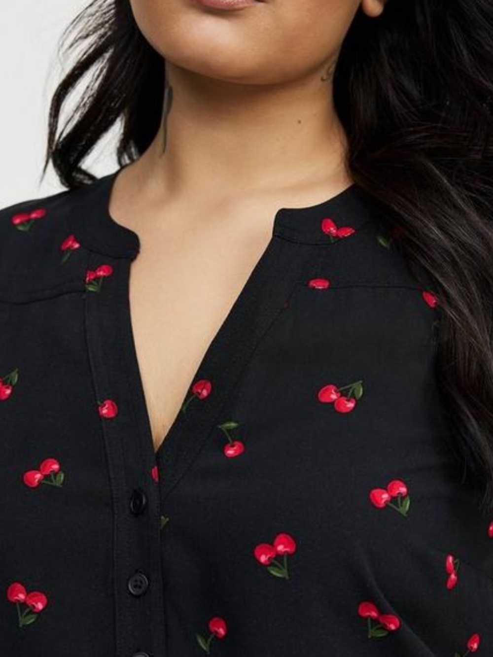NWT Torrid Harper 3/4 sleeve pullover blouse size 3 3X 22 24 Merry Cherry Black - Picture 3 of 6